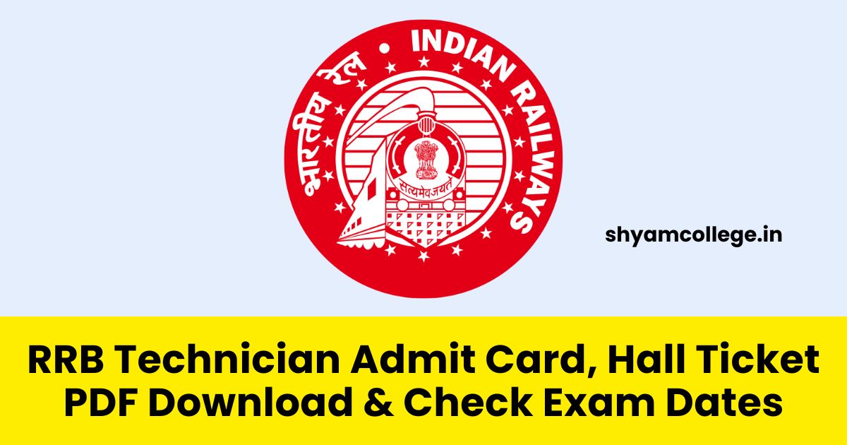 RRB Technician Admit Card