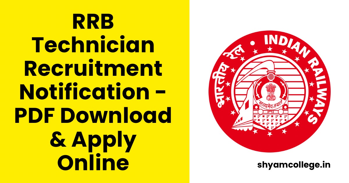 RRB Technician Recruitment Notification - PDF Download & Apply Online