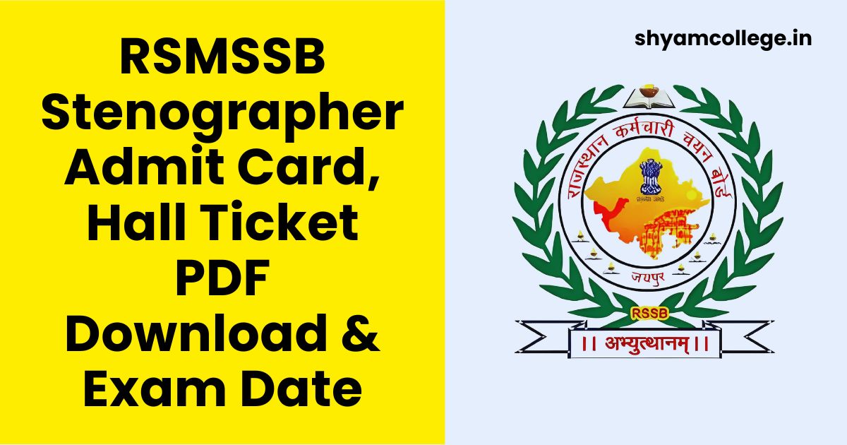 RSMSSB Stenographer Admit Card